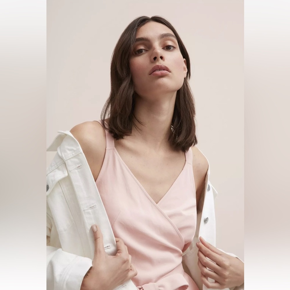 Everlane Women’s Pink Japanese Go Weave Tank MIDI Wrap Dress Pastel Women’s 2 - Picture 6 of 16